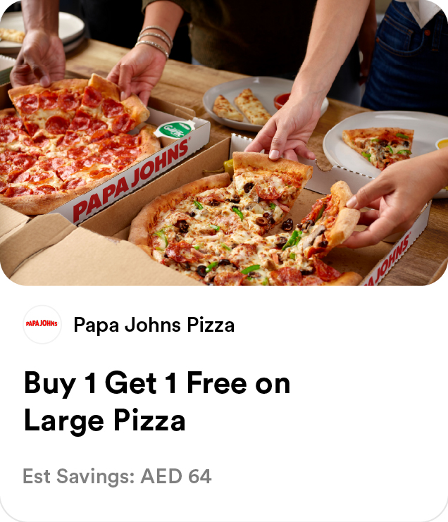 Papa Johns - Buy 1 Get 1 Free on Large Pizza