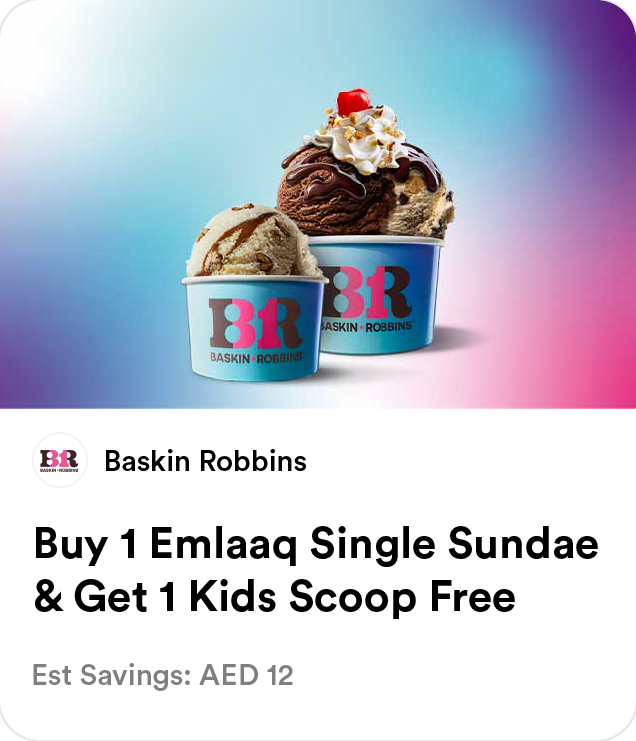 Baskin Robbins - Buy 1 Get 1 Free on Single Scoops