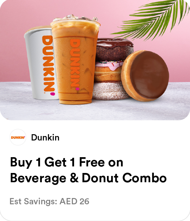Dunkin Donuts - Buy 1 Get 1 Free on Beverage & Donut Combo
